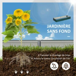 OUTSUNNY Carré Potager De Jardin Dim. 241L X 90l X 30H Cm Tôle D'acier Ondulée Vert Foncé -Outsunny Eda Magasin 50904499 4