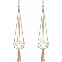 Paquets Suspension Plante Macramé, Pot Suspendu Plante, Pour Suspendre Pot De Fleur Plante Suspension Suspendue Décoration Balcon Maison, 4 Jambes En Corde, 105 Cm，Starlight，2Pcs