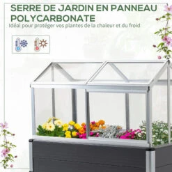 OUTSUNNY Mini Serre Sur Pieds Dim. 113L X 61l X 128H Cm - 4 Lucarnes, 2 Portes Coulissantes - Piètement Structure Alu. PVC Aspect Bois Gris Polycarbonate -Outsunny Eda Magasin 51254810 5