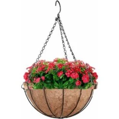 Panier De Fleurs à Suspendre, Revêtement Mural En Métal Avec Suspension Pots De Fleurs En Noix De Coco Naturelle, Revêtement En Forme De Bol Pour Paniers Suspendus, Pot De Fleurs De Jardin (20,3 Cm)