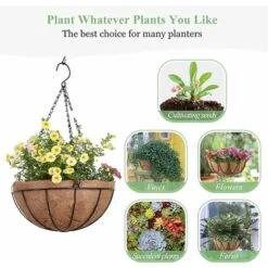 Panier De Fleurs à Suspendre, Revêtement Mural En Métal Avec Suspension Pots De Fleurs En Noix De Coco Naturelle, Revêtement En Forme De Bol Pour Paniers Suspendus, Pot De Fleurs De Jardin (20,3 Cm) -Outsunny Eda Magasin 51554310 5