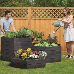 Carré Potager Ergo Imitation Bois 50 Cm. Gris. Marque : Garantia - Graf. Réf. : 645100x2 -Outsunny Eda Magasin 52047631 4