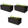Sac De Culture Rectangulaire, Lot De 3 Sacs De Culture Rectangulaires En Feutre Pour Plantes Et Légumes, Carré Sac À Plantes Légumes De Jardin En Tissu Carré Avec Poignées,Noir,60x20x30 -Versailles -Outsunny Eda Magasin 52488784 1