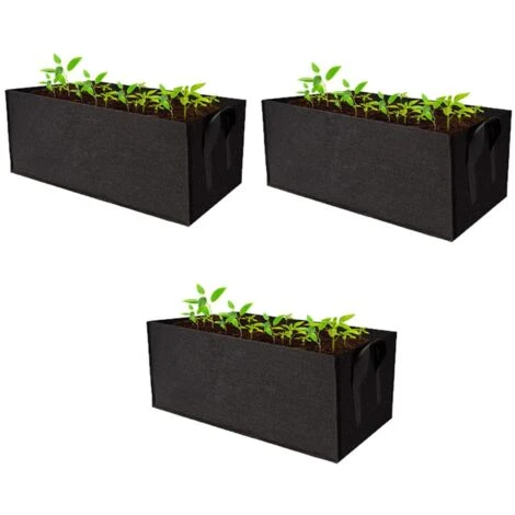 Sac De Culture Rectangulaire, Lot De 3 Sacs De Culture Rectangulaires En Feutre Pour Plantes Et Légumes, Carré Sac À Plantes Légumes De Jardin En Tissu Carré Avec Poignées,Noir,60x20x30 -Versailles 3 Sac De Culture Rectangulaire, Lot De 3 Sacs De Culture Rectangulaires En Feutre Pour Plantes Et Légumes, Carré Sac À Plantes Légumes De Jardin En Tissu Carré Avec Poignées,Noir,60x20x30 -Versailles