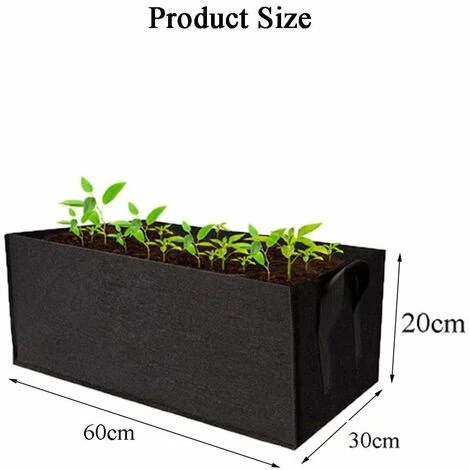 Sac De Culture Rectangulaire, Lot De 3 Sacs De Culture Rectangulaires En Feutre Pour Plantes Et Légumes, Carré Sac À Plantes Légumes De Jardin En Tissu Carré Avec Poignées,Noir,60x20x30 -Versailles 4 Sac De Culture Rectangulaire, Lot De 3 Sacs De Culture Rectangulaires En Feutre Pour Plantes Et Légumes, Carré Sac À Plantes Légumes De Jardin En Tissu Carré Avec Poignées,Noir,60x20x30 -Versailles – Image 2