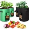 Sac De Plantation Geotextile , 4 Sac Plantation Pomme De Terre (2 Pièces 10 Gallons, 2 Pièces 7 Gallons), Pot De Pommes De Terre Avec Fenêtre , Pour Planter Des Pommes De Terre, Des Tomates -Outsunny Eda Magasin 52506782 1
