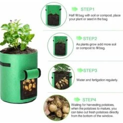 Sac De Plantation Geotextile , 4 Sac Plantation Pomme De Terre (2 Pièces 10 Gallons, 2 Pièces 7 Gallons), Pot De Pommes De Terre Avec Fenêtre , Pour Planter Des Pommes De Terre, Des Tomates -Outsunny Eda Magasin 52506782 5