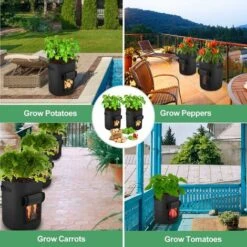 Sacs De Plantation De Pommes De Terre, 4pcs Sac Non Tissé De 10 Gallons, Sac De Plantation De Plantes,Convient Aux Sacs De Plantation De Pommes De Terre, Tomates, Carottes Douces (Noir) -Outsunny Eda Magasin 52506897 4