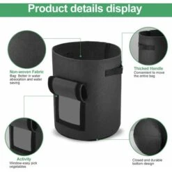 Sacs De Plantation De Pommes De Terre, 4pcs Sac Non Tissé De 10 Gallons, Sac De Plantation De Plantes,Convient Aux Sacs De Plantation De Pommes De Terre, Tomates, Carottes Douces (Noir) -Outsunny Eda Magasin 52506897 5