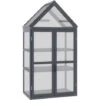 OUTSUNNY Mini Serre De Jardin En Polycarbonate Cadre En Bois 3 Niveaux Dim. 70,5L X 42l X 132H Cm Double Porte Aérations Réglables Gris -Outsunny Eda Magasin 53569991 1