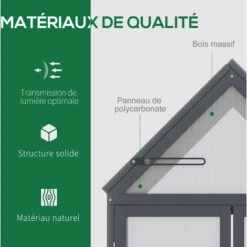 OUTSUNNY Mini Serre De Jardin En Polycarbonate Cadre En Bois 3 Niveaux Dim. 70,5L X 42l X 132H Cm Double Porte Aérations Réglables Gris -Outsunny Eda Magasin 53569991 4