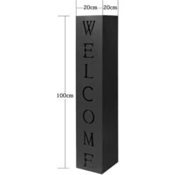 Colonne Pour Plantes Design Décoration Jardin Noire Motif Welcome -Outsunny Eda Magasin 5401907 5