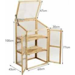 COSTWAY Mini Serre De Jardin 60x45x100CM Vitrages Transparents En Polycarbonate Avec Etagères à 3 Niveaux Pour Jardin/Balcon/Porche -Outsunny Eda Magasin 55462368 5