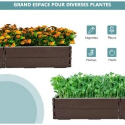 COSTWAY Bac à Fleurs Surélevé120 X 120 X 21cm 6 Panneaux Flexible HDPE Imperméable Pour Fleurs, Légumes, Herbes Aromatiques Sans Fon -Outsunny Eda Magasin 55476001 4