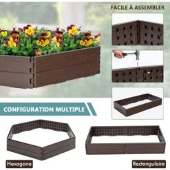 COSTWAY Bac à Fleurs Surélevé120 X 120 X 21cm 6 Panneaux Flexible HDPE Imperméable Pour Fleurs, Légumes, Herbes Aromatiques Sans Fon -Outsunny Eda Magasin 55476001 5