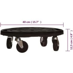 Support Sur Roulettes Pour Plantes Diamètre 40 Cm Noir 275 Kg VidaXL -Outsunny Eda Magasin 57912227 3