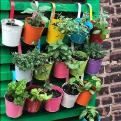 Set 10 Pots Porte-fleurs En Fer 10xH10cm Avec Trou De Drainage, Crochet Amovible -Outsunny Eda Magasin 59253058 3