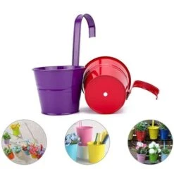 Set 10 Pots Porte-fleurs En Fer 10xH10cm Avec Trou De Drainage, Crochet Amovible -Outsunny Eda Magasin 59253058 4