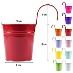 Set 10 Pots Porte-fleurs En Fer 10xH10cm Avec Trou De Drainage, Crochet Amovible -Outsunny Eda Magasin 59253058 5