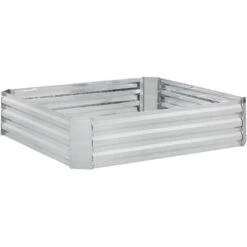 Relaxdays Carré Potager, Métal Galvanisé, Fleurs, Plantes Et Légumes, HxLxP : 30x120x90 cm, Jardinière D’extérieur, Gris