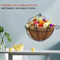 RHAFAYRE Pot De Cocotier Respectueux De L'Environnement, Pot De Fleurs Avec Noyau De Noix De Coco. Doublure En Non-Tissé Pour Pot De Fleurs Monté Au Mur. -Outsunny Eda Magasin 61101091 4