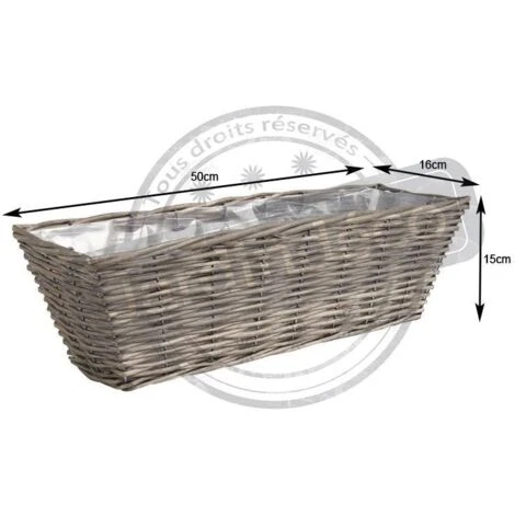 Jardinière En Osier Gris Longueur 50cm 4 Jardinière En Osier Gris Longueur 50cm – Image 2