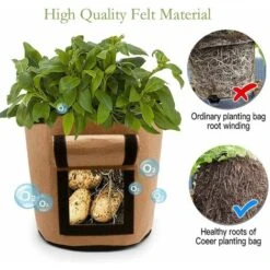3 Sacs De Culture De Pommes De Terre, Sac De Plantation Jardin Tissu Non Tissé Avec Poignées Fenêtre Sac à Plantes Pour Patate Fraise Tomate Fleur Patios Jardin Balcons -Outsunny Eda Magasin 64148173 3