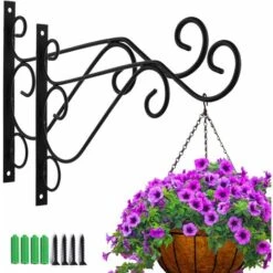 Outsunny Eda Magasin 8 RHAFAYRE 2 Pièces Suspension Mural Crochet Plante Avec Vis Support Crochet Plante Lanterne Mangeoires D'oiseaux Panier De Jardin En Métal Pour Décoration De Jardin Balcon(style Quatre)