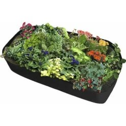 Jardinière Surélevée Rectangulaire En Tissu Respirant - Sac De Plantation Durable Pour Fleurs Et Légumes - 0,9 M (L) X 1,8 M (l) - Noir