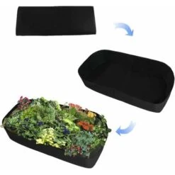 Jardinière Surélevée Rectangulaire En Tissu Respirant - Sac De Plantation Durable Pour Fleurs Et Légumes - 0,9 M (L) X 1,8 M (l) - Noir -Outsunny Eda Magasin 64496684 3