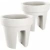 Lot De 2 Jardinières De Balcon 24,5 Cm – 12,3 Litres ARTECSIS- Balconniere Exterieur - Bac à Fleurs Ballustrade - Rond, Blanc -Outsunny Eda Magasin 64884512 1