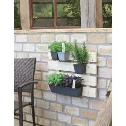 Lot De 8 Jardinières En Plastique Pour Palettes ARTECSIS Bacs à Fleurs Décoration Jardin 9x36.8x9.5cm - Rectangulaire - Gris Béton -Outsunny Eda Magasin 64884541 3