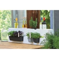 Lot De 8 Jardinières En Plastique Pour Palettes ARTECSIS Bacs à Fleurs Décoration Jardin 9x36.8x9.5cm - Rectangulaire - Gris Béton -Outsunny Eda Magasin 64884541 5