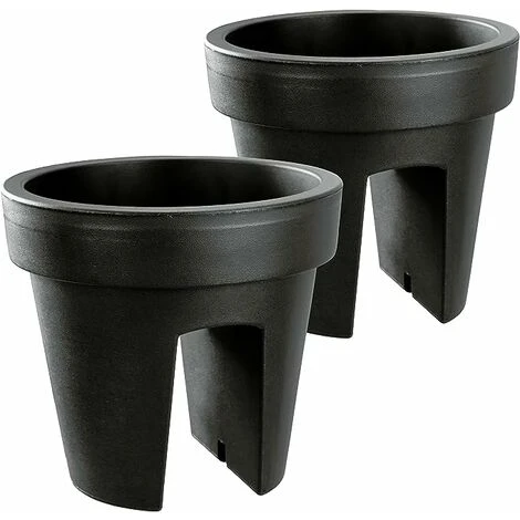 Lot De 2 Jardinières De Balcon 24,5 Cm – 12,3 Litres ARTECSIS- Balconniere Exterieur - Bac à Fleurs Ballustrade - Rond, Anthracite 3 Lot De 2 Jardinières De Balcon 24,5 Cm – 12,3 Litres ARTECSIS- Balconniere Exterieur - Bac à Fleurs Ballustrade - Rond, Anthracite