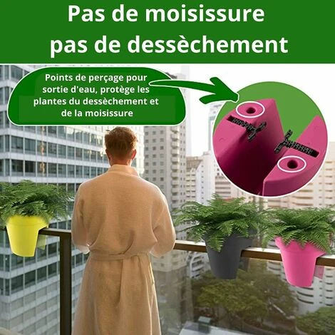 Lot De 2 Jardinières De Balcon 24,5 Cm – 12,3 Litres ARTECSIS- Balconniere Exterieur - Bac à Fleurs Ballustrade - Rond, Anthracite 7 Lot De 2 Jardinières De Balcon 24,5 Cm – 12,3 Litres ARTECSIS- Balconniere Exterieur - Bac à Fleurs Ballustrade - Rond, Anthracite – Image 5