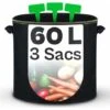 ZOLGINAH 3 Grands Sacs De Plantation En Geotextile 60L Avec Poignées - 3 Étiquettes - Pots Pour Tomates, Poivrons, Carottes -Outsunny Eda Magasin 65207772 1