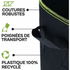 ZOLGINAH 3 Grands Sacs De Plantation En Geotextile 60L Avec Poignées - 3 Étiquettes - Pots Pour Tomates, Poivrons, Carottes -Outsunny Eda Magasin 65207772 4
