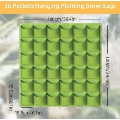 Sacs De Jardinière Suspendus, 36 Poches Suspendues Verticales Murales Pour Jardinière, Sacs De Culture, Jardinage Vertical Verdissant, Conteneur De Fleurs, Sacs De Rangement Pour Plantes (1 M × 1 M) -Outsunny Eda Magasin 65503032 2