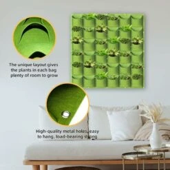Sacs De Jardinière Suspendus, 36 Poches Suspendues Verticales Murales Pour Jardinière, Sacs De Culture, Jardinage Vertical Verdissant, Conteneur De Fleurs, Sacs De Rangement Pour Plantes (1 M × 1 M) -Outsunny Eda Magasin 65503032 4