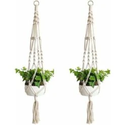 2 Stück Makramee-Pflanzenaufhänger, Makramee-Blumen-Hängekorb Aus Baumwollseil Für Wandblumentöpfe Für Heimdekoration 13Thirteen