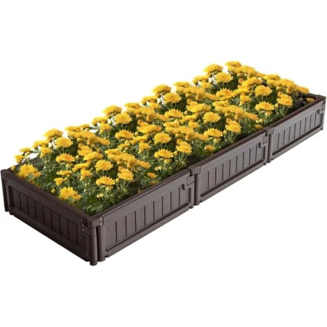 RELAX4LIFE Jardinière Surélevée Modulable En HDPE Lot De 8 Panneaux Carré Potager Extérieur Avec 8 Piquets En Métal, Utilisastion Polyvalente Bac à Fleurs Bac à Sable (Lot De 8 Panneaux, Marron) 3 RELAX4LIFE Jardinière Surélevée Modulable En HDPE Lot De 8 Panneaux Carré Potager Extérieur Avec 8 Piquets En Métal, Utilisastion Polyvalente Bac à Fleurs Bac à Sable (Lot De 8 Panneaux, Marron)