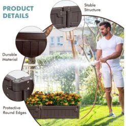 RELAX4LIFE Jardinière Surélevée Modulable En HDPE Lot De 8 Panneaux Carré Potager Extérieur Avec 8 Piquets En Métal, Utilisastion Polyvalente Bac à Fleurs Bac à Sable (Lot De 8 Panneaux, Marron) 8 RELAX4LIFE Jardinière Surélevée Modulable En HDPE Lot De 8 Panneaux Carré Potager Extérieur Avec 8 Piquets En Métal, Utilisastion Polyvalente Bac à Fleurs Bac à Sable (Lot De 8 Panneaux, Marron) -Outsunny Eda Magasin 66210671 2