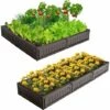 GOPLUS Carre Potager, Jardiniere Pour Jardin Avec Fond Ouvert, Bac A Fleurs Plastique Avec Connexions Solides Par Charnieres, Configuration Flexible Marron (8 Panneaux) -Outsunny Eda Magasin 66262710 1