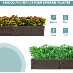 GOPLUS Carre Potager, Jardiniere Pour Jardin Avec Fond Ouvert, Bac A Fleurs Plastique Avec Connexions Solides Par Charnieres, Configuration Flexible Marron (8 Panneaux) 10 GOPLUS Carre Potager, Jardiniere Pour Jardin Avec Fond Ouvert, Bac A Fleurs Plastique Avec Connexions Solides Par Charnieres, Configuration Flexible Marron (8 Panneaux) -Outsunny Eda Magasin 66262710 4