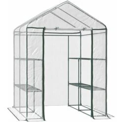 HOMCOM Serre De Jardin Balcon Terrasse 4 étagères 143L X 143l X 195H Cm Acier PVC Imperméable Anti-UV Transparent Vert