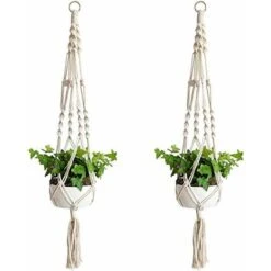 YIDOMDE Suspension 2 Pièces Pour Plantes, Panier Suspendu En Macramé, Panier Suspendu En Corde De Coton, Suspension Pour Fleurs, Suspension Pour Plantes D'intérieur, Plafond Extérieur, Décoration Mura