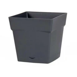 Pot Carré Toscane Avec Réserve D'eau 3.4L - 18x18cm - Anthracite - EDA Plastiques