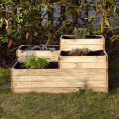 Carré Potager 4 Bacs En Bois -Outsunny Eda Magasin 7029859 4