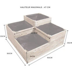 Carré Potager 4 Bacs En Bois -Outsunny Eda Magasin 7029859 5