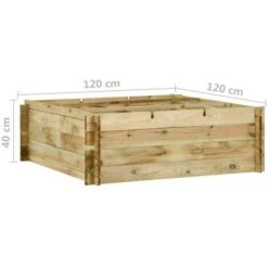 Jardinière Pour Légumes Bois De Pin Imprégné 120x120x40 Cm VidaXL -Outsunny Eda Magasin 7112551 5